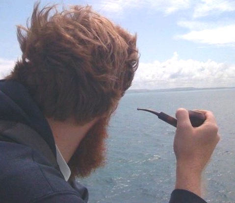 Ian Varley on a boat